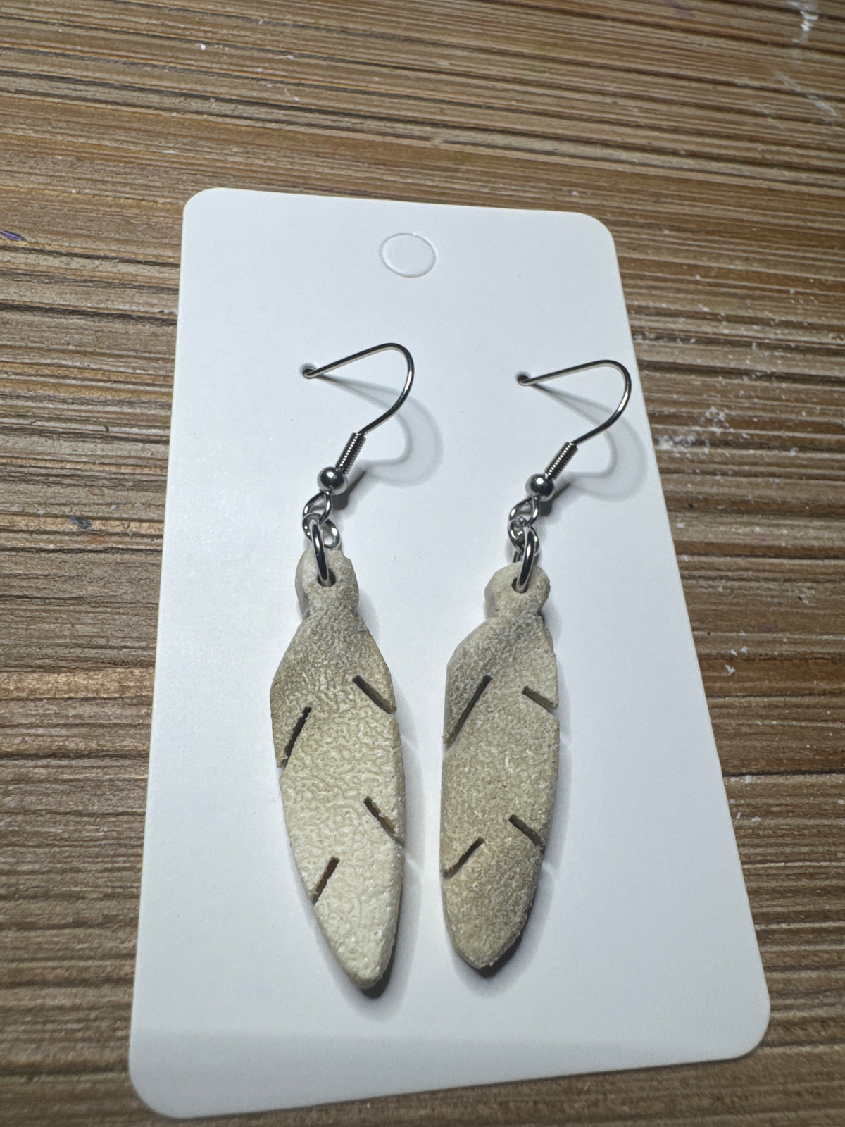 Light Antler Feather Earrings