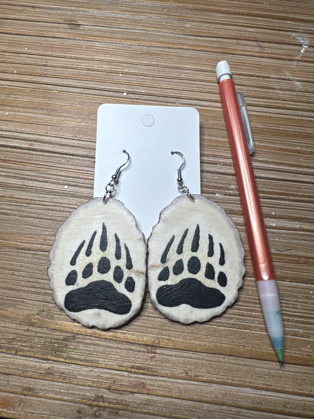 Large Moose Bear Paw Antler Earrings