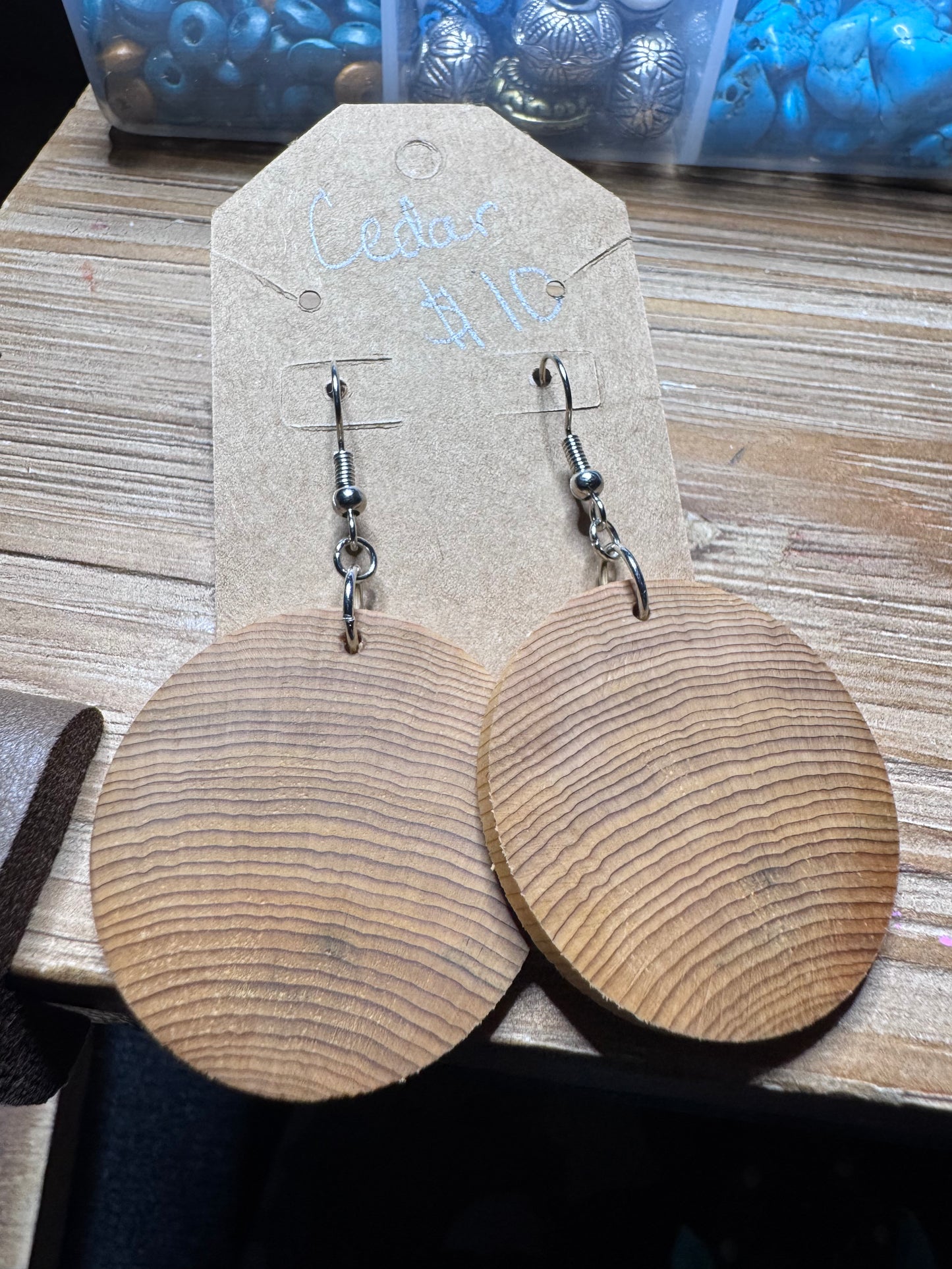 Cedar Disc Earrings