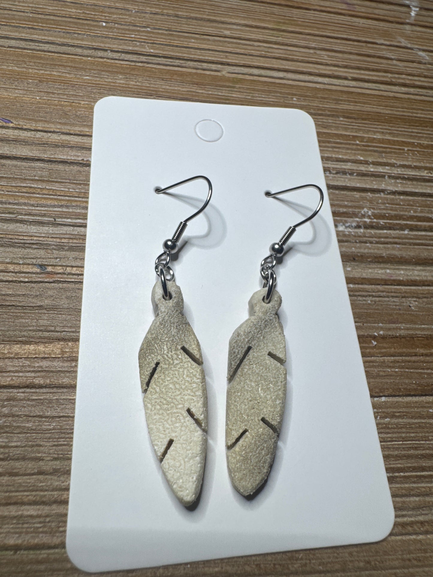 Light Antler Feather Earrings