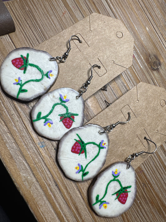 Moose Antler Heart Berry Earrings