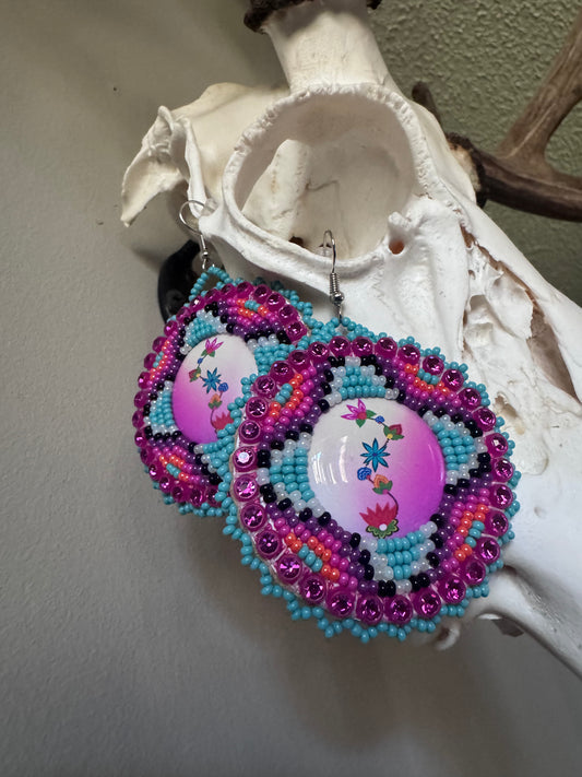 Blue Raspberry Medallion Earrins