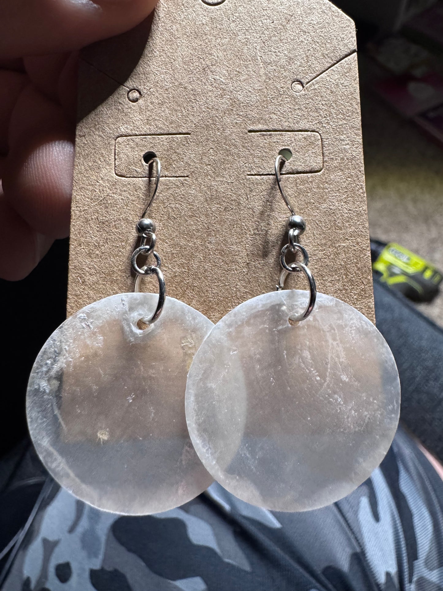 Medium Sized Translucent Mother of Pearl Earrings