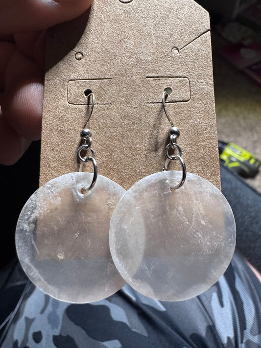 Medium Sized Translucent Mother of Pearl Earrings