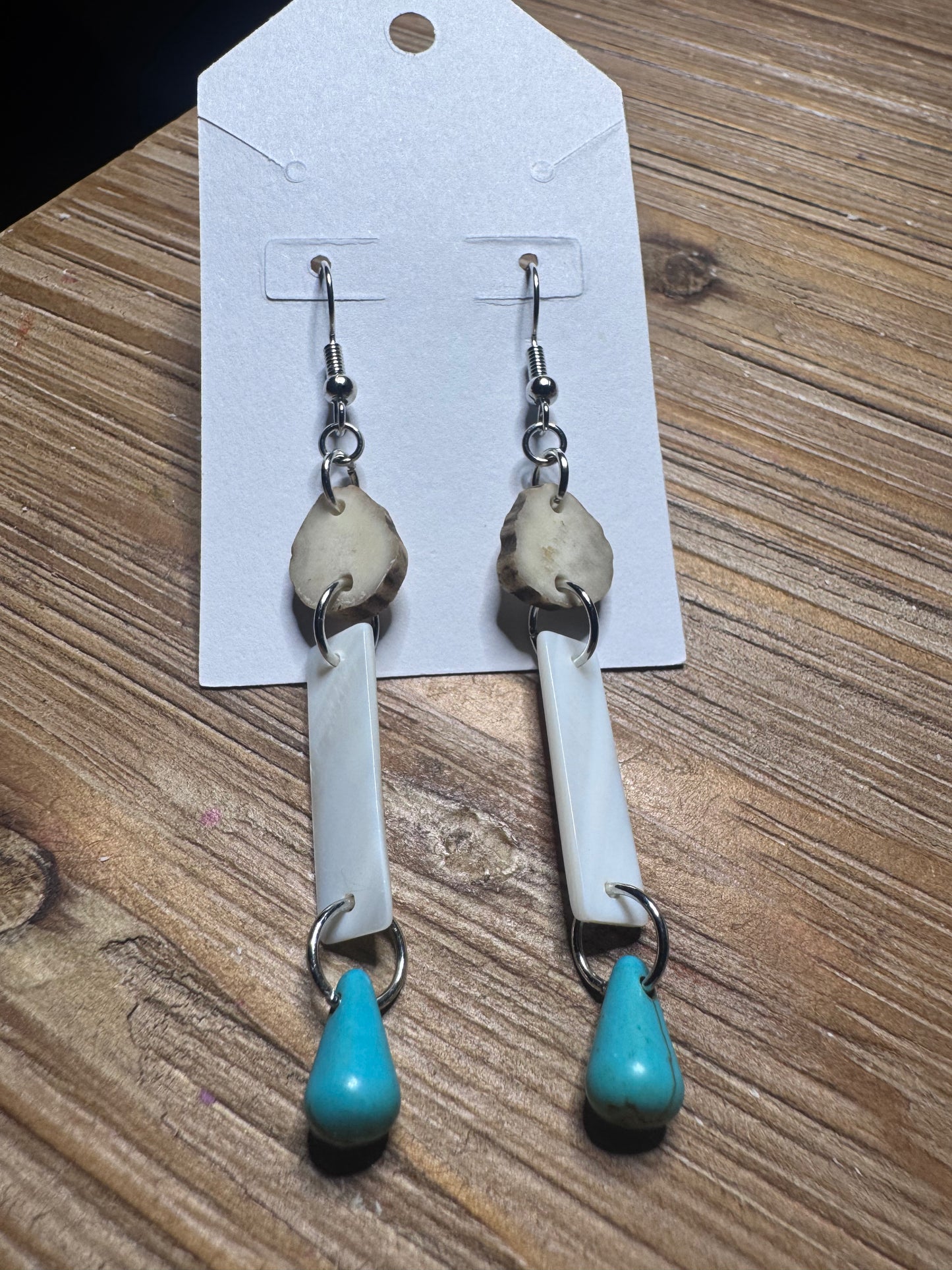 Pearl & Stone Antler Earrings