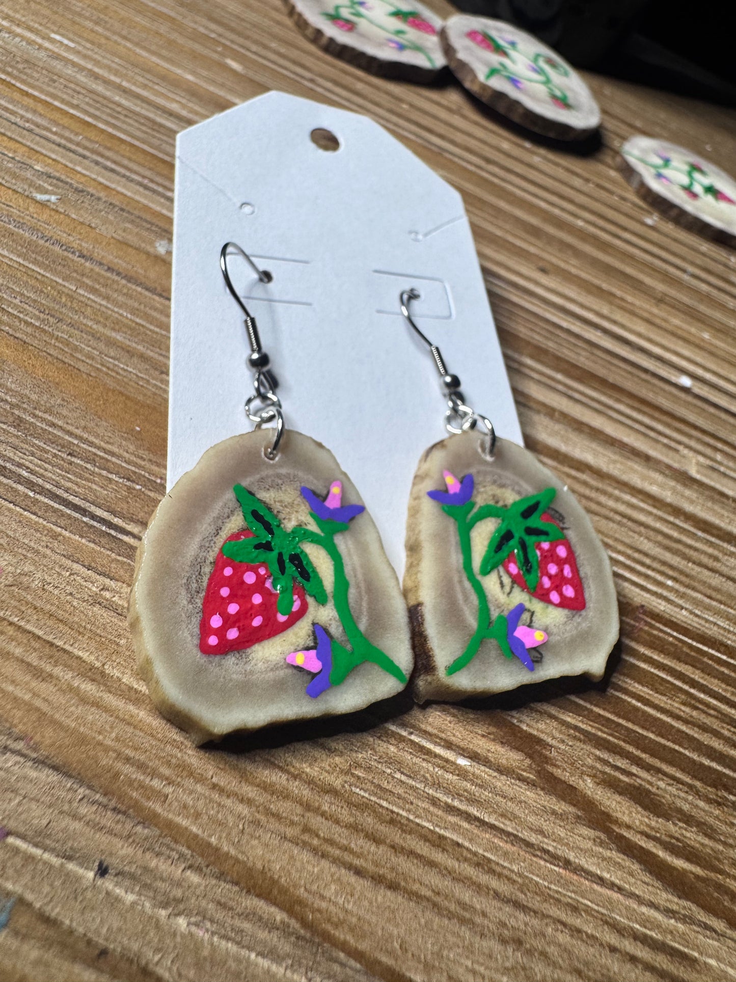 Mule Deer Antler Heart Berry Earrings