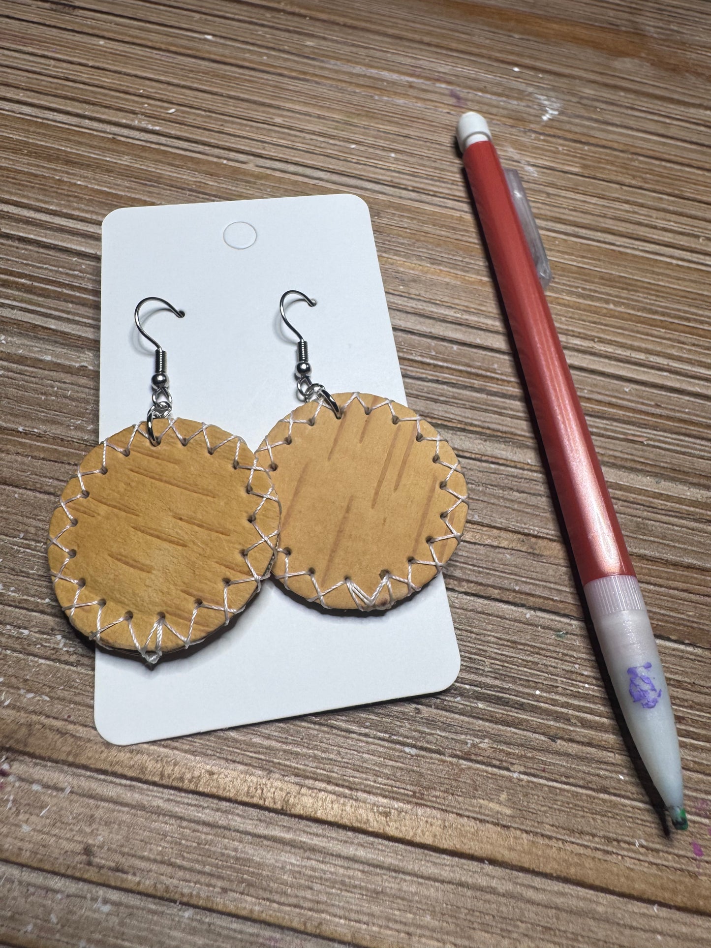 Birch mini medallion earrings